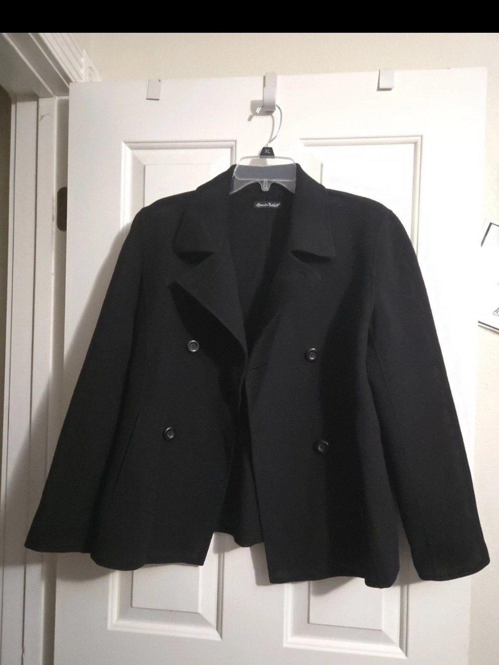 Alexandra Bartlett Black Double-Breasted Short Peacoat